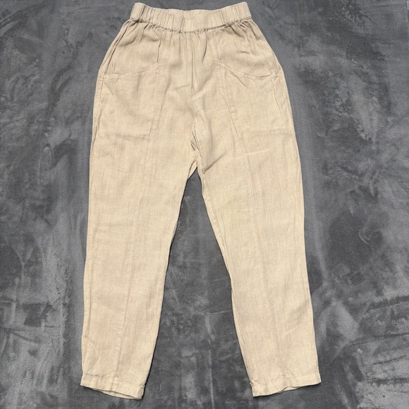 MATE the Label Pants - MATE the Label Linen Pants Womens XS Beige Elastic Waist Sustainable Casual Boho
